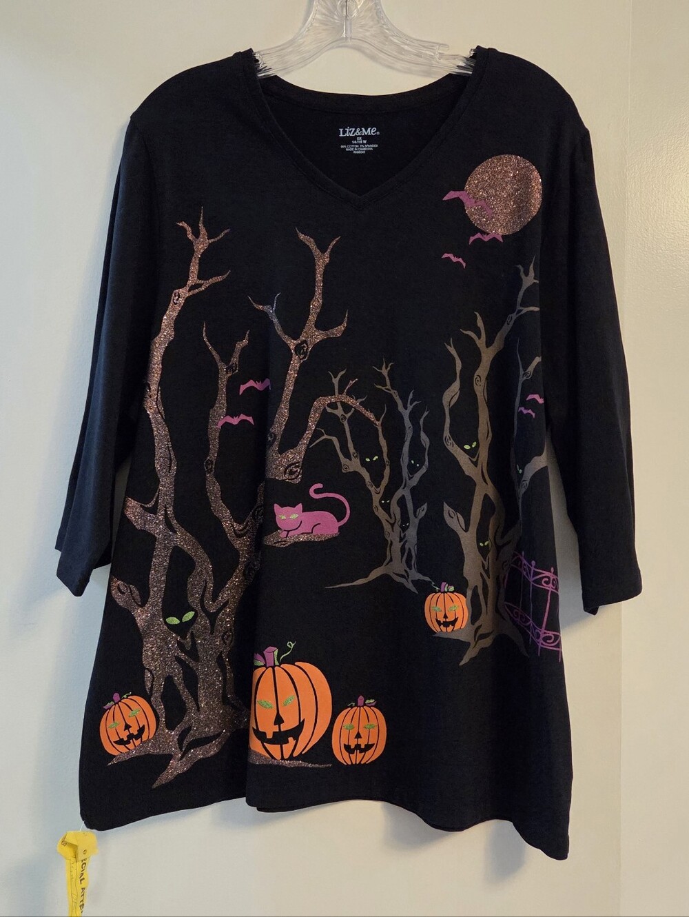 LIZ & ME Vintage Womens Halloween Glitter Top Size 14/16